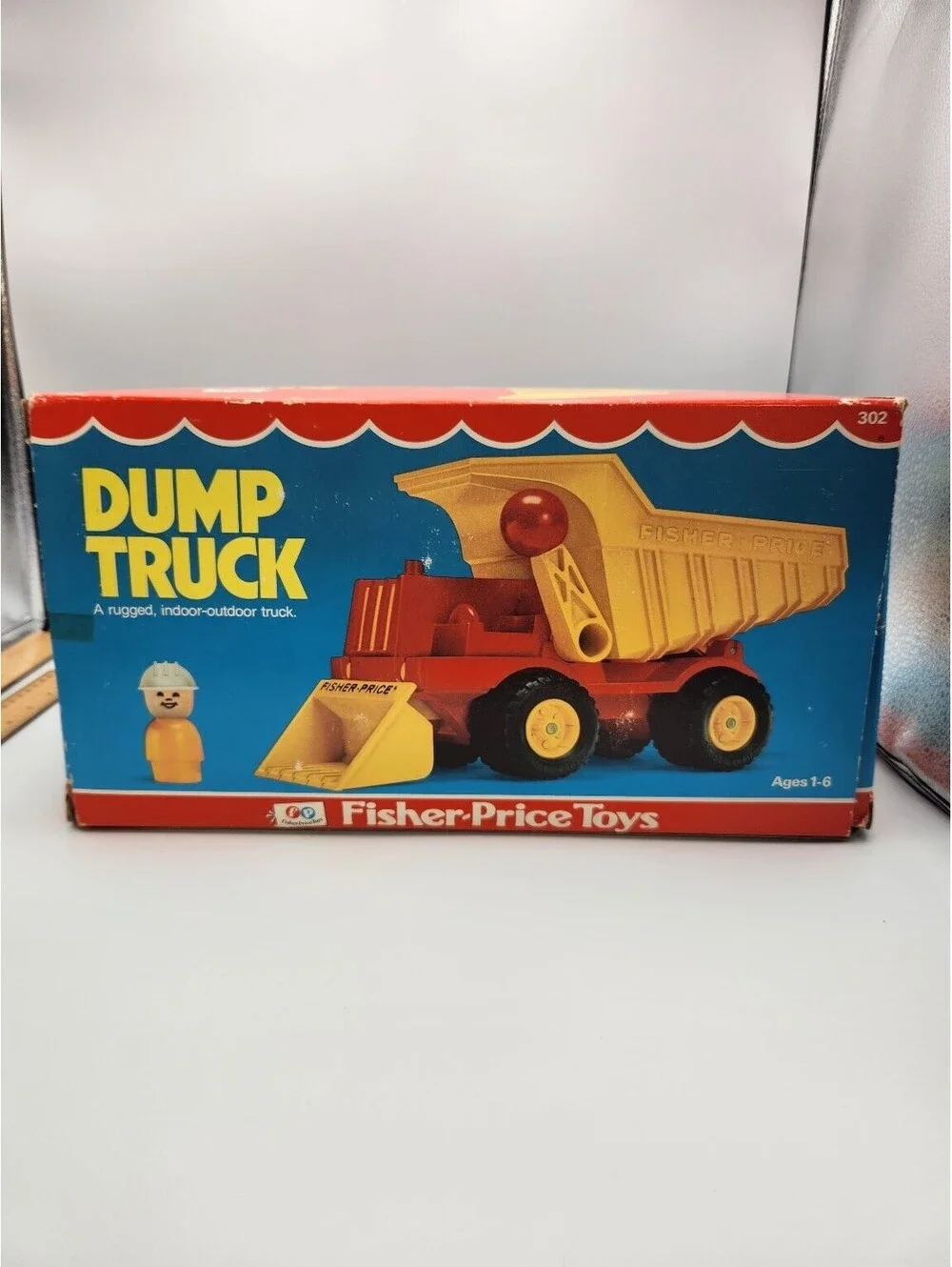 Vintage 1970's Fisher Price Husky Helper Toy Dump Truck 302 -BOX ONLY- O5